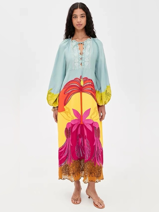 FARM Rio Dresses & Skirts - FARM Rio Usiacuri Multicolor Richelieu Maxi Dress, XS S
